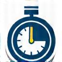 Icono estilizado de un reloj indicando velocidad.