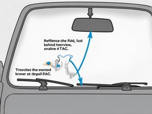 Diagrama mostrando la ubicación correcta del TAG en el parabrisas de un coche.